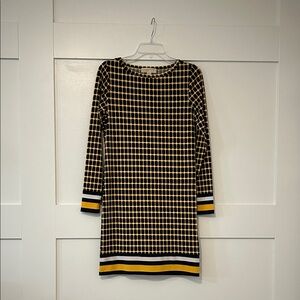 MICHAEL Michael Kors Long Sleeve Dress in Black and Yellow Check